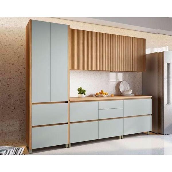 Imagem de Kit Cozinha Modulada 5 Peças Rainha Gourmet (2Aéreos+2Balcões+1Paneleiro) C5P33 Nature/Verde - Nesher