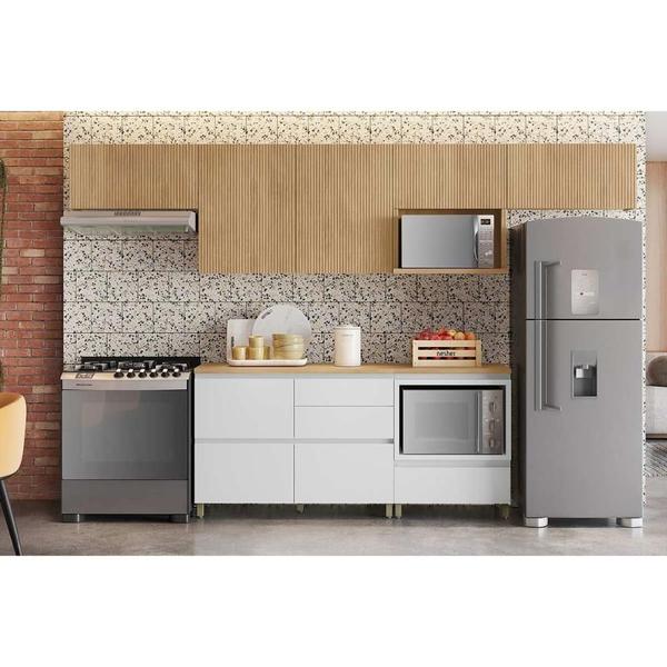 Imagem de Kit Cozinha Modulada 6 Peças Rainha (4Aéreos+2Balcões) C6P88 Nature/Branco - Nesher