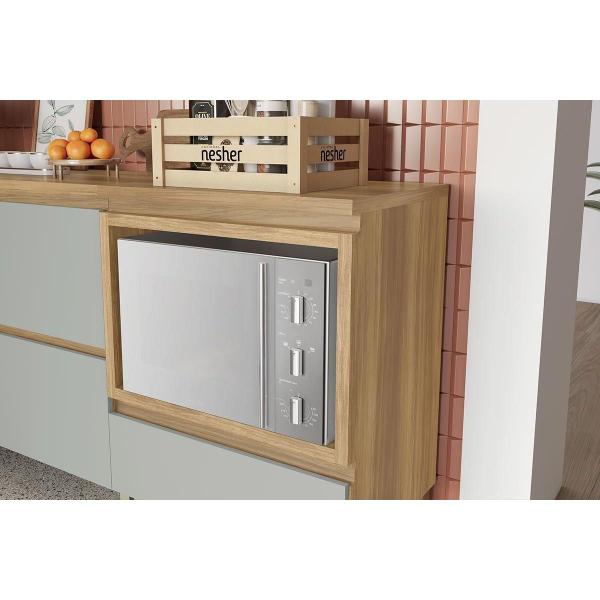 Imagem de Kit Cozinha Modulada 6 Peças Rainha Gourmet (3Aéreos+1Paneleiro+2Balcões) C6P39 Nature/Verde - Nesher