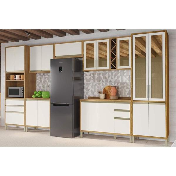 Imagem de Kit Cozinha Modulada 7 Peças Tempranillo (3Aéreos+2Balcões+1Paneleiro+1TorreQuente) C7P84 Amendoa/Off White - Ronipa