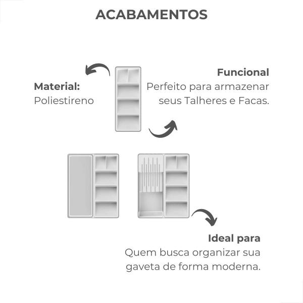 Imagem de Kit cozinha organizador utensilios facas e talheres branco