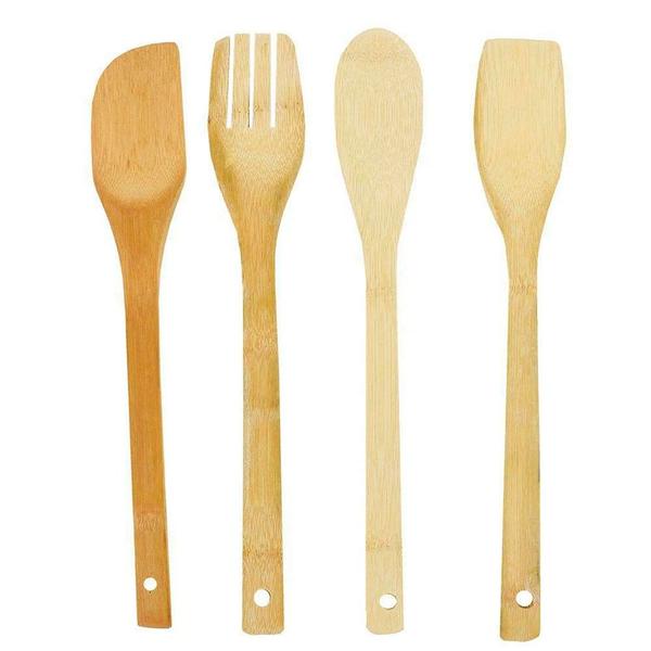 Imagem de Kit Cozinha Porta Utensílios Com 5 Peças Bambu