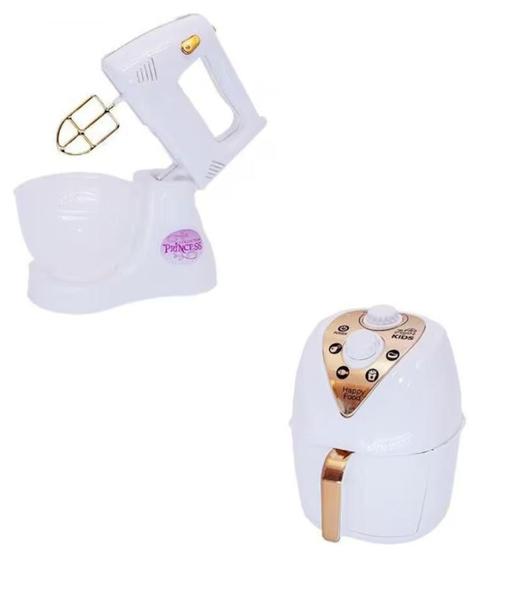 Imagem de Kit Cozinha Princesa Eletro Menina Branco Air Fryer 8Pç