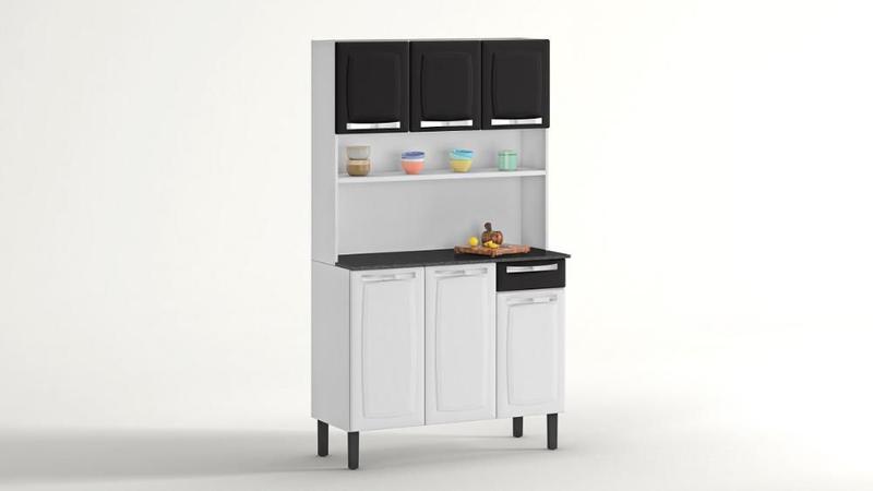 Kit Cozinha Rose Compacta Itatiaia em Aço 6 Portas 1 Gaveta Branco e Preto I3G1-105 Kit Cozinha Rose Compacta Itatiaia em Aço 6 Portas 1 Gaveta Branco e Preto I3G1-105