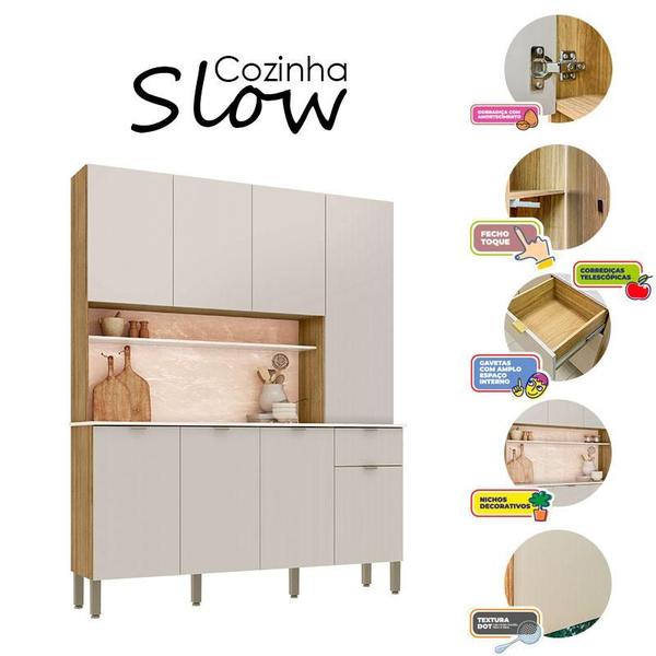 Kit Cozinha Slow Freijó Soft - Kits Paraná Imagem de Kit Cozinha Slow Freijó Soft - Kits Paraná