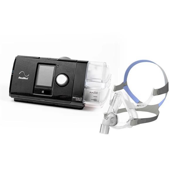 Imagem de Kit cpap s10 airsense autoset + mascara facial airfit f10 tam.p - resmed