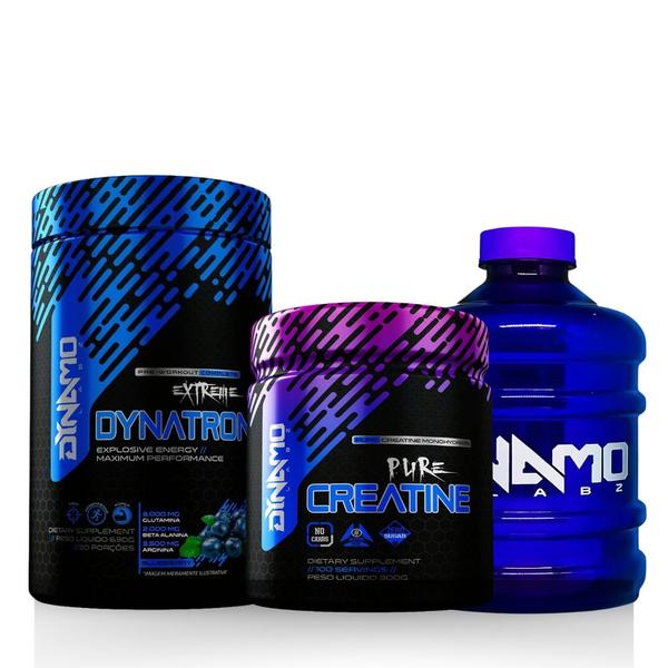 Imagem de Kit Creatina 100% Pura 150g + Dynatron 630g + Galão Dynamo