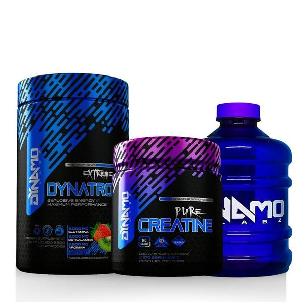 Imagem de Kit Creatina 100% Pura 300G + Dynatron 630G + Galão Dynamo