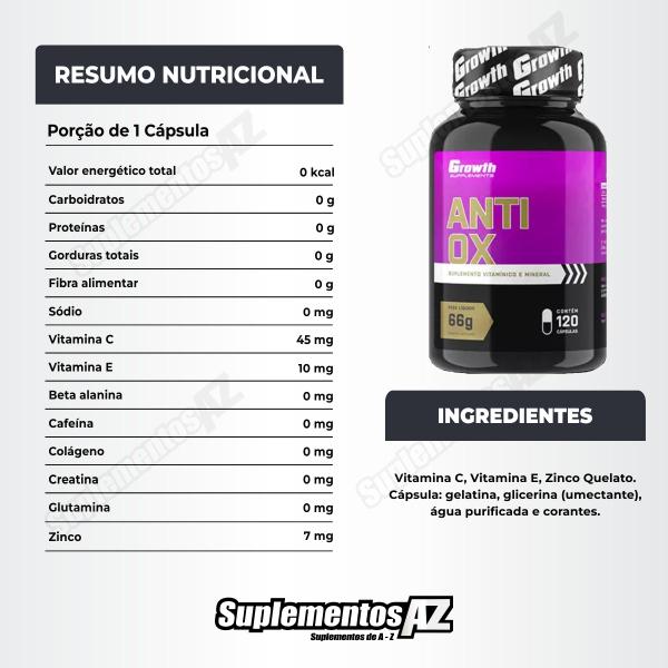 Imagem de Kit Creatina 250g Creapure + Anti-Ox 120 Caps Growth