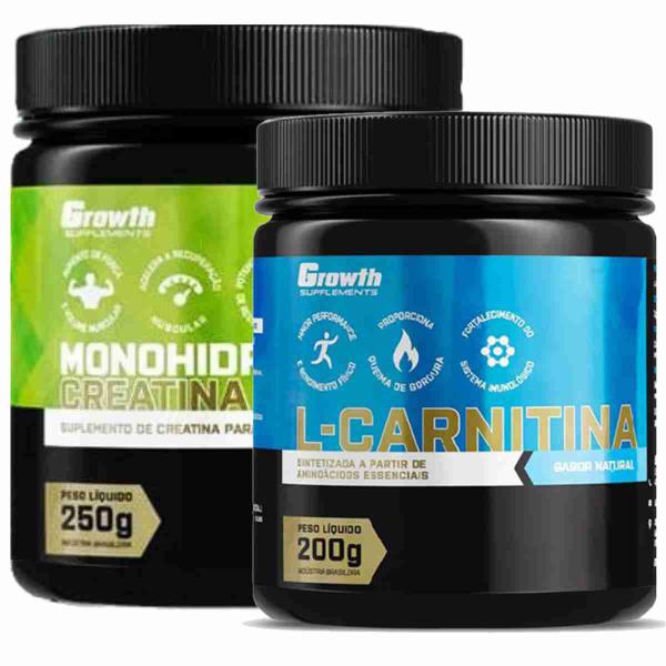 Imagem de Kit Creatina 250g Monohidratada + L-Carnitina em Pó 200g Growth