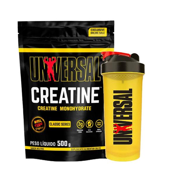 Kit Creatina Monohidratada 500g Refil + Coqueteleira - Universal Nutrition Kit Creatina Monohidratada 500g Refil + Coqueteleira - Universal Nutrition