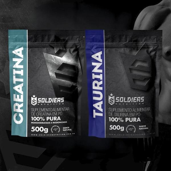 Imagem de Kit: Creatina Monohidratada 500g + Taurina 500g - 100% Pura Importada - Soldiers Nutrition