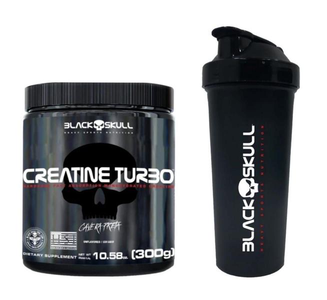kit Creatina Monohidratada Creatine Turbo 300g - Black Skull + Coqueteleira 600ml Imagem de kit Creatina Monohidratada Creatine Turbo 300g - Black Skull + Coqueteleira 600ml