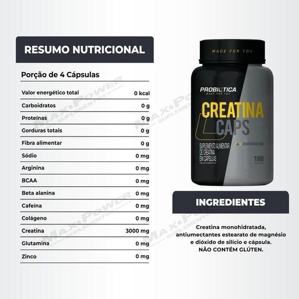 Imagem de Kit Creatina Pura 180 Caps Probiotica + Bcaa 30 Caps Black Skull