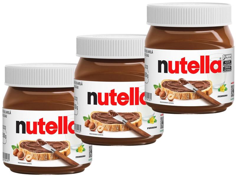 Kit Creme de AvelĂŁ com Cacau Nutella Ferrero 350g - 3 Unidades Kit Creme de AvelĂŁ com Cacau Nutella Ferrero 350g - 3 Unidades