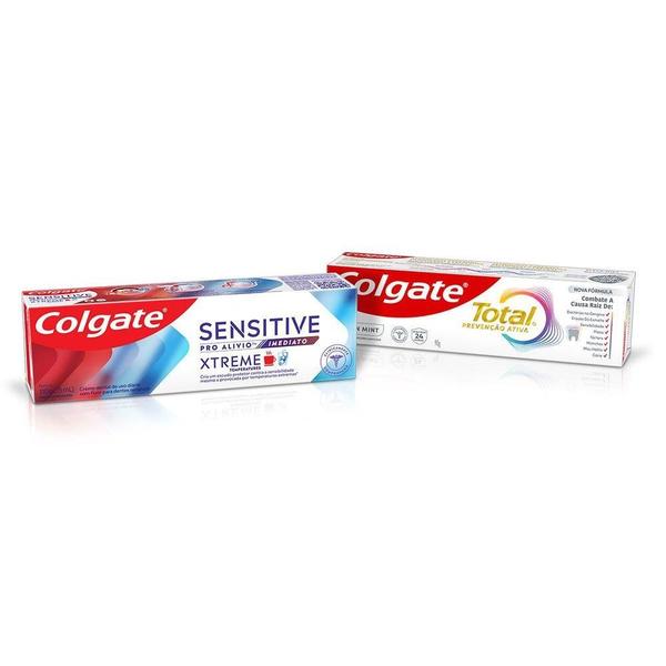 Imagem de Kit Creme Dental Colgate Xtreme Sensitive Pro-Alívio Imediato 110g +  Colgate Clean Mint Total Prevenção Ativa 90g