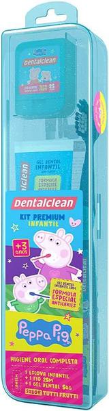 Imagem de Kit Creme Dental Escova de Dente Fio Dental Dentalclean Peppa Pig