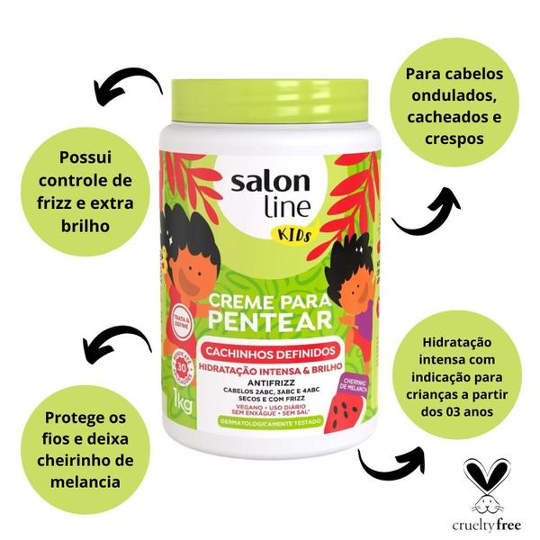 Imagem de Kit Creme Salon Line Kids Cachinhos Definidos 1kg Com 2