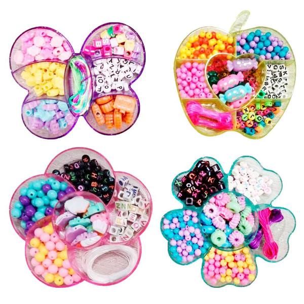 kIT CRIATIVO INFANTIL MIÇANGAS/PULSEIRAS FLORZINHA 250 PCS - FASHION Imagem de kIT CRIATIVO INFANTIL MIÇANGAS/PULSEIRAS FLORZINHA 250 PCS