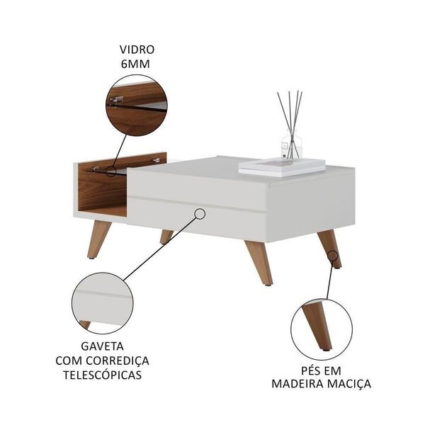 Imagem de Kit Cristaleira Aparador Mesa De Centro Rebeca E Espelho Adnet 67cm C05 Off White/freijó - Mpozenato