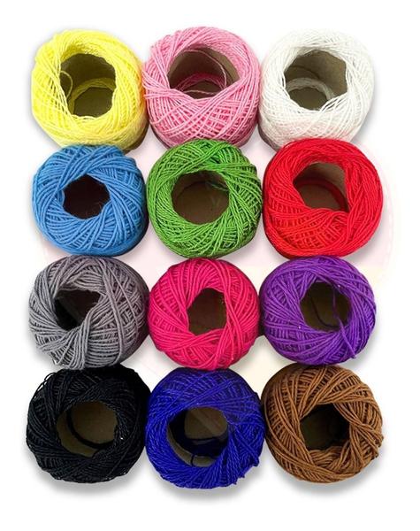 Imagem de Kit Crochê Trico Completo 16 Agulhas 12 Linhas De Algodão Coloridas Marcadores de Ponto Fita Metrica Tesouda