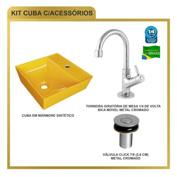 Kit Cuba Aq33 Volcano com Torneira 1198 e Válvula Botão - Compace Imagem de Kit Cuba Aq33 Volcano com Torneira 1198 e Válvula Botão