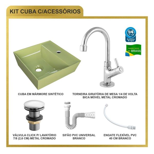 Imagem de Kit Cuba Aq33 Volcano com Torneira 1198 e Válvula Click com Sifão e Flexível