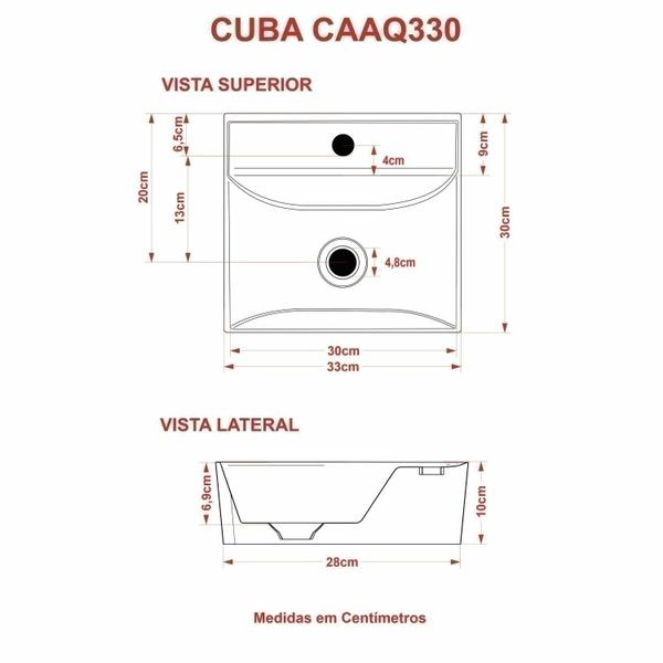 Imagem de Kit Cuba Aq33 Volcano com Torneira Luxo e Válvula Metal com Sifão e Flexível