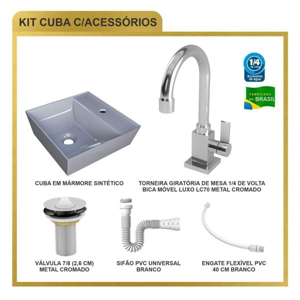 Imagem de Kit Cuba Aq33 Volcano com Torneira Luxo e Válvula Metal com Sifão e Flexível