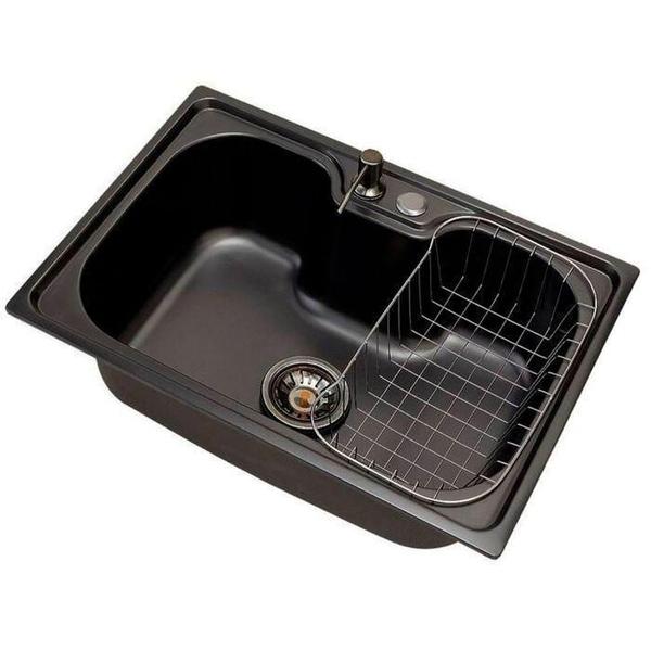 Imagem de Kit Cuba Cozinha Gourmet Aço Inox 60X42 Torneira Slim Preto