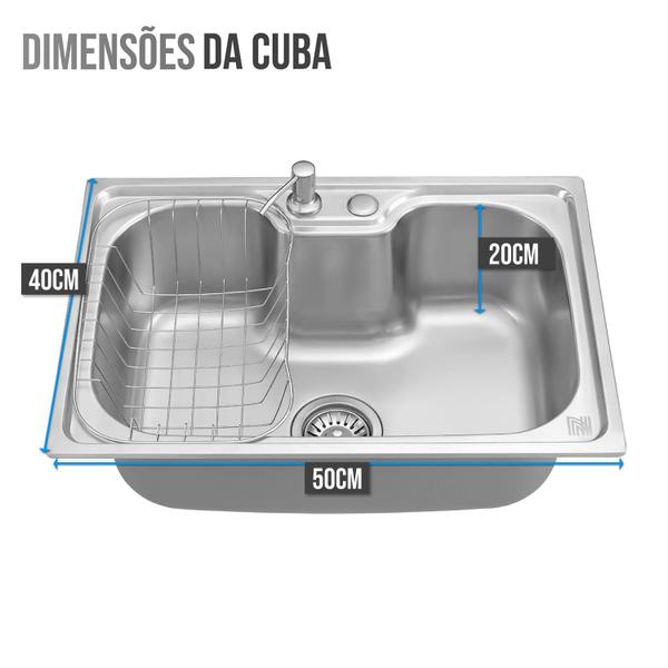 Imagem de Kit Cuba Cozinha Gourmet Aço Inox C/ Torneira Parede