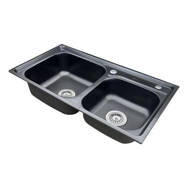 Imagem de Kit Cuba Cozinha Pia Dupla Aço Inox E Torneira Extensível