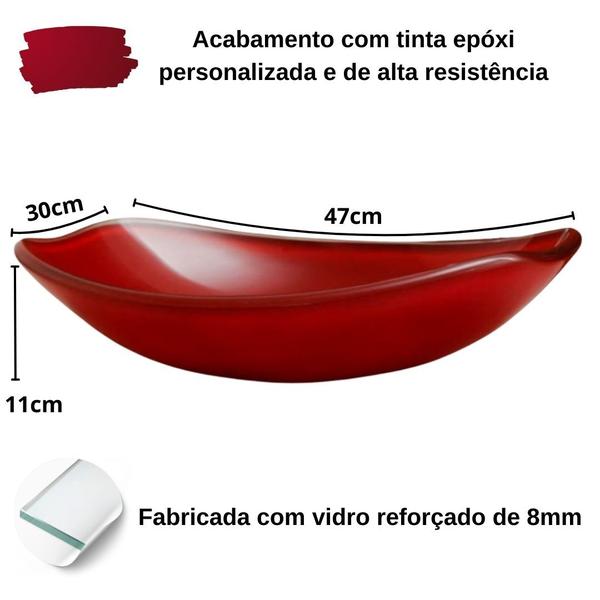 Imagem de Kit Cuba de Vidro Banheiro Lavabo Oval Chanfrada 47cm com Torneira Link Cromada e Válvula Click