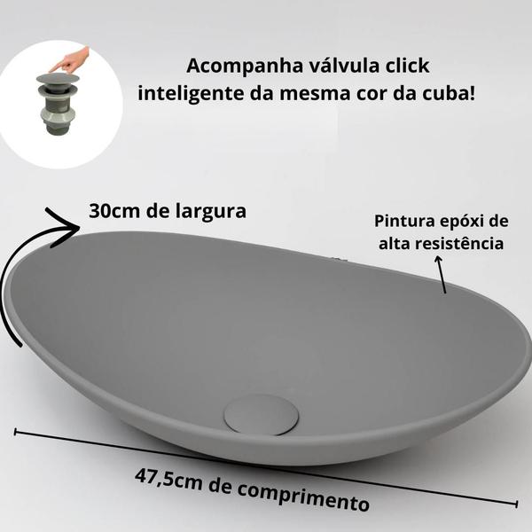 Imagem de Kit Cuba de Vidro Oval Canoa com Torneira Link metal e Válvula Click up Inclusa - Linha Matte Luxo