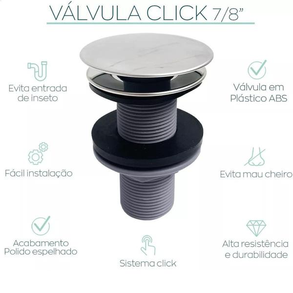 Imagem de Kit Cuba de Vidro Oval Chanfrada 47cm + Válvula Click Inox inclusa p/ Banheiros e Lavabos - Modelo de apoio 8mm