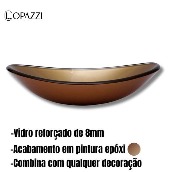 Imagem de Kit cuba de vidro oval para banheiro e lavabo com torneira link cromada + válvula click