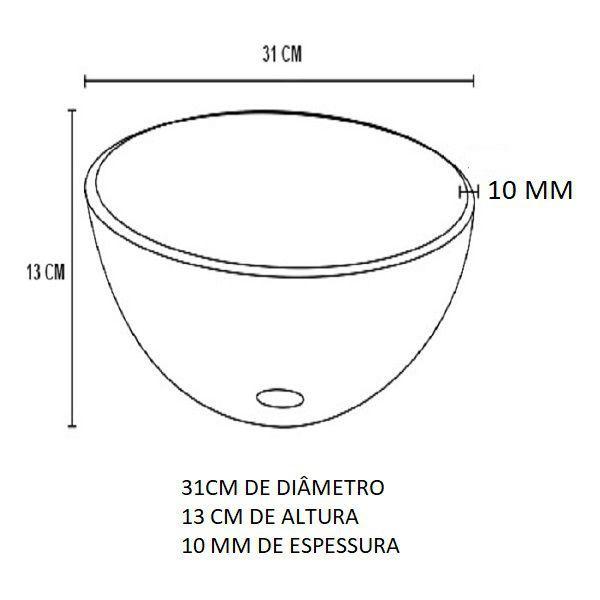 Imagem de Kit cuba de vidro redonda 10mm azul com tampo 40cm incolor e suporte preto