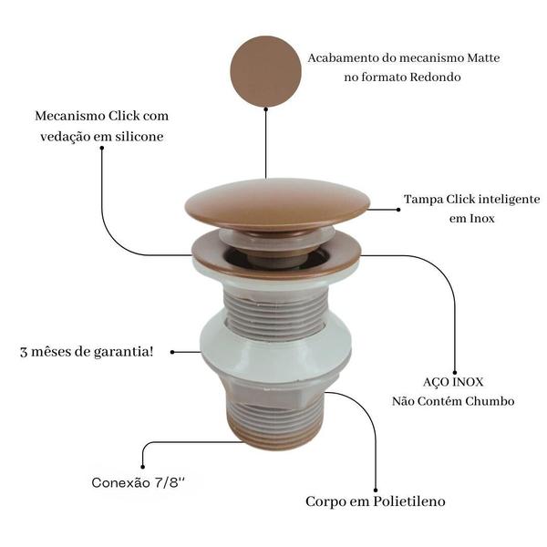 Imagem de Kit Cuba de vidro Retangular 40cm com Torneira para Banheiro + Válvula Click inclusa - Linha Matte Luxo