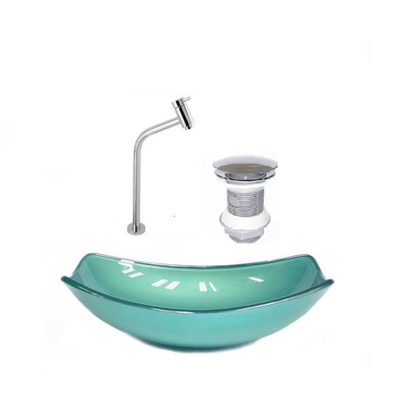 Kit Cuba de Vidro + Torneira para Lavatório Oval Chanfrada 36cm - Cubas e Gabinetes Imagem de Kit Cuba de Vidro + Torneira para Lavatório Oval Chanfrada 36cm