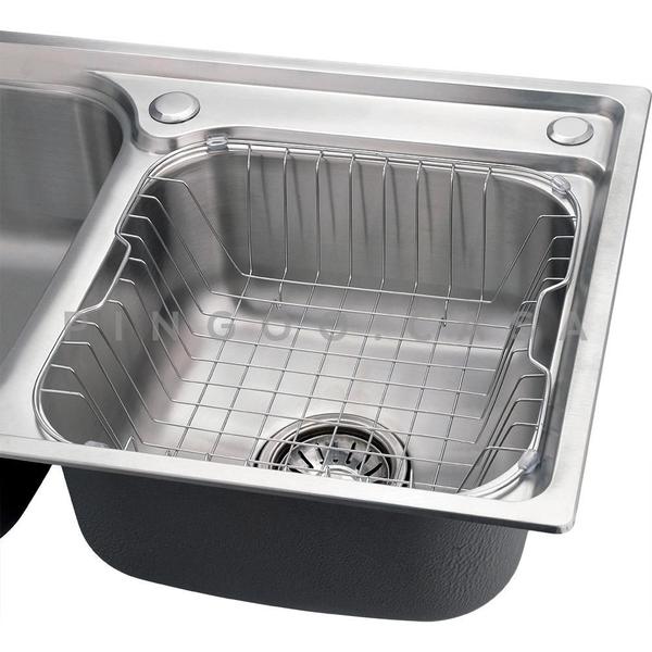 Imagem de Kit Cuba Dupla Gourmet para Cozinha com Acessórios Aço Inox 201 78x43cm Potiguara Torneira Misturador Monocomando Munim e Tábua de Corte Pingoo.casa