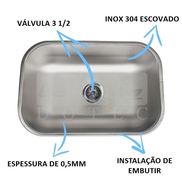 Imagem de Kit Cuba Escovada Inox 304 N1 46x30x17 Tecnocuba Com Dosador