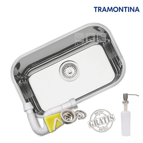 Imagem de Kit Cuba Inox Tramontina N1 47x30x17 Alto Brilho Com Dosador