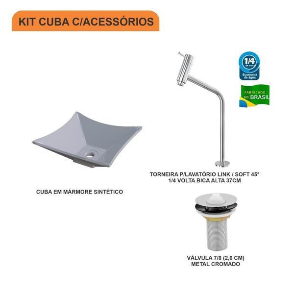 Imagem de Kit Cuba L30 C/Torneira Link 1062 Metal + Válvula 1'' (2,6cm)