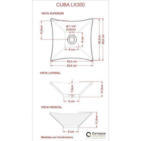 Imagem de Kit Cuba L30 com Torneira Link 1062 Metal e Válvula Click 1 1/2" + Sifão PVC e Flexível Compace