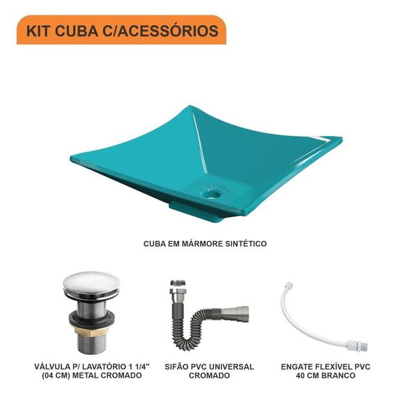 Kit Cuba L34 C/Válvula Click 1 1/2'' (4,0cm) + Sifão Cromado + Flexível - Compace Imagem de Kit Cuba L34 C/Válvula Click 1 1/2'' (4,0cm) + Sifão Cromado + Flexível