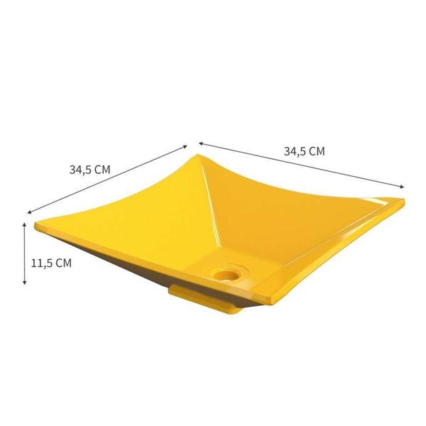 Imagem de Kit Cuba L34 com Válvula Click 1 1/2'' (4,0cm) + Sifão Pvc + Flexível Amarelo