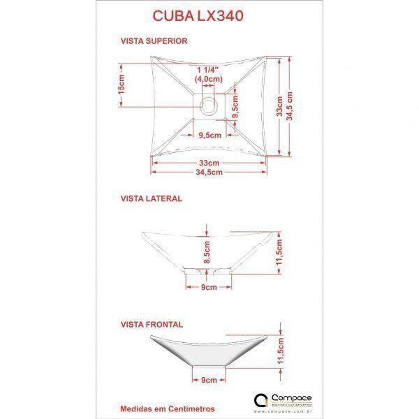 Imagem de Kit Cuba L34 com Válvula Click 1"G + Sifão  e Flexível