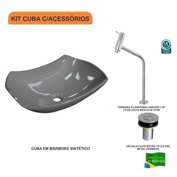 Imagem de Kit Cuba L42 com Torneira Link 1062 Metal e Válvula Click 1''B Compace