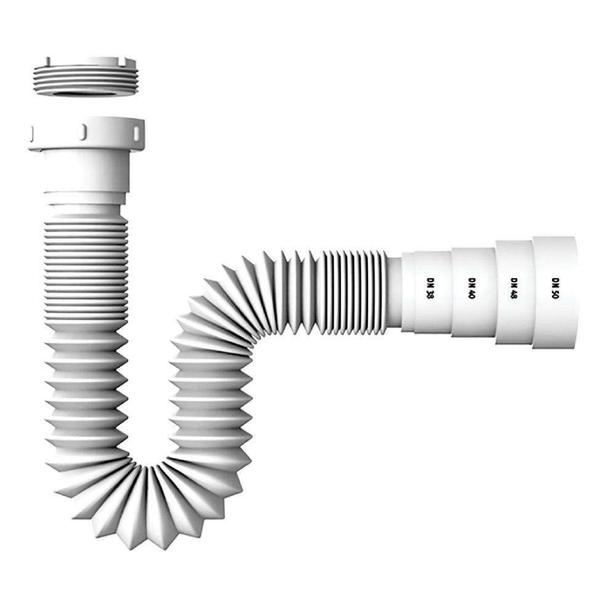 Imagem de Kit Cuba L45 com Válvula 1'' (2,6cm) + Sifão Pvc + Flexível Branca