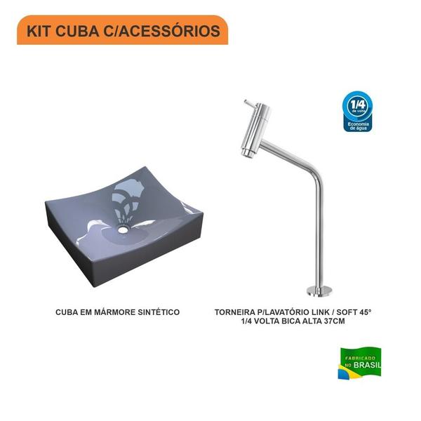 Imagem de Kit Cuba ML44 C/Torneira Link 1062 Metal 1/4 Volta